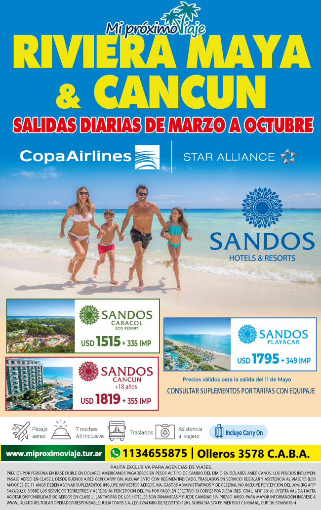 RIVIERA MAYA y CANCUN con SANDOS !!! SALIDAS DE MARZO A OCTUBRE 2026